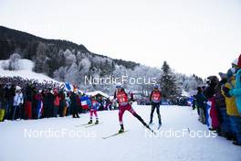 18.12.2021, Annecy-Le Grand Bornand, France (FRA): Felix Leitner (AUT), Erik Lesser (GER), (l-r) -  IBU World Cup Biathlon, pursuit men, Annecy-Le Grand Bornand (FRA). www.nordicfocus.com. © Manzoni/NordicFocus. Every downloaded picture is fee-liable.