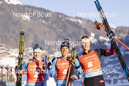 18.12.2021, Annecy-Le Grand Bornand, France (FRA): Eduard Latypov (RUS), Quentin Fillon Maillet (FRA), Vetle Sjaastad Christiansen (NOR) -  IBU World Cup Biathlon, pursuit men, Annecy-Le Grand Bornand (FRA). www.nordicfocus.com. © Manzoni/NordicFocus. Every downloaded picture is fee-liable.