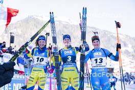 18.12.2021, Annecy-Le Grand Bornand, France (FRA): Hanna Oeberg (SWE), Elvira Oeberg (SWE), Julia Simon (FRA), (l-r) -  IBU World Cup Biathlon, pursuit women, Annecy-Le Grand Bornand (FRA). www.nordicfocus.com. © Manzoni/NordicFocus. Every downloaded picture is fee-liable.