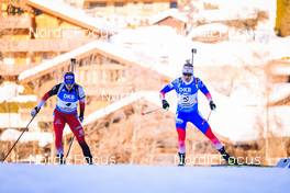 18.12.2021, Annecy-Le Grand Bornand, France (FRA): Lisa Theresa Hauser (AUT), Kristina Reztsova (RUS), (l-r) -  IBU World Cup Biathlon, pursuit women, Annecy-Le Grand Bornand (FRA). www.nordicfocus.com. © Manzoni/NordicFocus. Every downloaded picture is fee-liable.