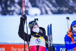 18.12.2021, Annecy-Le Grand Bornand, France (FRA): Marte Olsbu Roeiseland (NOR), Podium -  IBU World Cup Biathlon, pursuit women, Annecy-Le Grand Bornand (FRA). www.nordicfocus.com. © Manzoni/NordicFocus. Every downloaded picture is fee-liable.