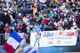 18.12.2021, Annecy-Le Grand Bornand, France (FRA): Event Feature: Fan banner of Antonin Guigonnat (FRA) -  IBU World Cup Biathlon, pursuit women, Annecy-Le Grand Bornand (FRA). www.nordicfocus.com. © Manzoni/NordicFocus. Every downloaded picture is fee-liable.