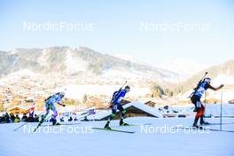 17.12.2021, Annecy-Le Grand Bornand, France (FRA): Vladimir Iliev (BUL), Raman Yaliotnau (BLR), Sivert Guttorm Bakken (NOR), (l-r) -  IBU World Cup Biathlon, sprint men, Annecy-Le Grand Bornand (FRA). www.nordicfocus.com. © Manzoni/NordicFocus. Every downloaded picture is fee-liable.