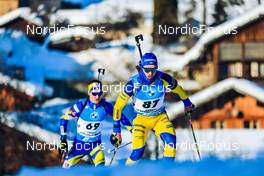 17.12.2021, Annecy-Le Grand Bornand, France (FRA): Malte Stefansson (SWE), Taras Lesiuk (UKR), (l-r) -  IBU World Cup Biathlon, sprint men, Annecy-Le Grand Bornand (FRA). www.nordicfocus.com. © Manzoni/NordicFocus. Every downloaded picture is fee-liable.