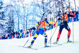 16.12.2021, Annecy-Le Grand Bornand, France (FRA): Anna Magnusson (SWE), Ida Lien (NOR), (l-r) -  IBU World Cup Biathlon, sprint women, Annecy-Le Grand Bornand (FRA). www.nordicfocus.com. © Manzoni/NordicFocus. Every downloaded picture is fee-liable.