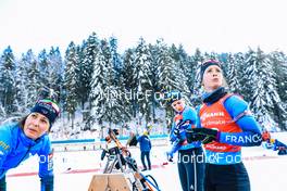 16.12.2021, Annecy-Le Grand Bornand, France (FRA): Chloe Chevalier (FRA), Julia Simon (FRA), Anais Chevalier-Bouchet (FRA), (l-r) -  IBU World Cup Biathlon, sprint women, Annecy-Le Grand Bornand (FRA). www.nordicfocus.com. © Manzoni/NordicFocus. Every downloaded picture is fee-liable.