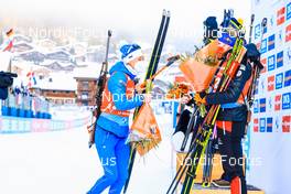 16.12.2021, Annecy-Le Grand Bornand, France (FRA): Kristina Reztsova (RUS), Anais Bescond (FRA), Marte Olsbu Roeiseland (NOR), Elvira Oeberg (SWE), (l-r) -  IBU World Cup Biathlon, sprint women, Annecy-Le Grand Bornand (FRA). www.nordicfocus.com. © Manzoni/NordicFocus. Every downloaded picture is fee-liable.