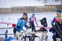 14.12.2021, Annecy-Le Grand Bornand, France (FRA): Anais Bescond (FRA), Hanna Sola (BLR), (l-r) -  IBU World Cup Biathlon, training, Annecy-Le Grand Bornand (FRA). www.nordicfocus.com. © Manzoni/NordicFocus. Every downloaded picture is fee-liable.