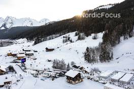 15.12.2021, Annecy-Le Grand Bornand, France (FRA): Event Feature: Stadium overview with parts of the team compound -  IBU World Cup Biathlon, training, Annecy-Le Grand Bornand (FRA). www.nordicfocus.com. © Manzoni/NordicFocus. Every downloaded picture is fee-liable.