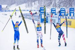 01.01.2021 Val Mustair, Switzerland (SUI): Anamarija Lampic (SLO), Linn Svahn (SWE), Jessie Diggins (USA), (l-r)  - FIS world cup cross-country, tour de ski, individual sprint, Val Mustair (SUI). www.nordicfocus.com. © Modica/NordicFocus. Every downloaded picture is fee-liable.