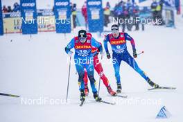 01.01.2021 Val Mustair, Switzerland (SUI): Lucas Chanavat (FRA), Dario Cologna (SUI), (l-r)  - FIS world cup cross-country, tour de ski, individual sprint, Val Mustair (SUI). www.nordicfocus.com. © Modica/NordicFocus. Every downloaded picture is fee-liable.