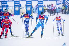 01.01.2021 Val Mustair, Switzerland (SUI): Francesco De Fabiani (ITA), Lucas Chanavat (FRA), Johan Haeggstroem (SWE), (l-r)  - FIS world cup cross-country, tour de ski, individual sprint, Val Mustair (SUI). www.nordicfocus.com. © Modica/NordicFocus. Every downloaded picture is fee-liable.