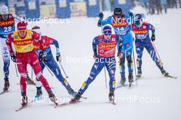 01.01.2021 Val Mustair, Switzerland (SUI): Federico Pellegrino (ITA), Alexander Bolshunov (RUS), Valentin Chauvin (FRA), (l-r)  - FIS world cup cross-country, tour de ski, individual sprint, Val Mustair (SUI). www.nordicfocus.com. © Modica/NordicFocus. Every downloaded picture is fee-liable.