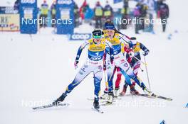 01.01.2021 Val Mustair, Switzerland (SUI): Maja Dahlqvist (SWE), Moa Lundgren (SWE), (l-r)  - FIS world cup cross-country, tour de ski, individual sprint, Val Mustair (SUI). www.nordicfocus.com. © Modica/NordicFocus. Every downloaded picture is fee-liable.