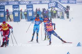 01.01.2021 Val Mustair, Switzerland (SUI): Valentin Chauvin (FRA), Federico Pellegrino (ITA), (l-r)  - FIS world cup cross-country, tour de ski, individual sprint, Val Mustair (SUI). www.nordicfocus.com. © Modica/NordicFocus. Every downloaded picture is fee-liable.