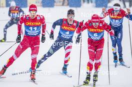 01.01.2021 Val Mustair, Switzerland (SUI): Evgeniy Belov (RUS), Simeon Hamilton (USA), Andrew Musgrave (GBR), Andrey Melnichenko (RUS), (l-r)  - FIS world cup cross-country, tour de ski, individual sprint, Val Mustair (SUI). www.nordicfocus.com. © Modica/NordicFocus. Every downloaded picture is fee-liable.