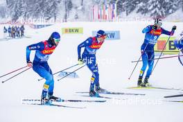01.01.2021 Val Mustair, Switzerland (SUI): Roman Schaad (SUI), Francesco De Fabiani (ITA), Dario Cologna (SUI), (l-r)  - FIS world cup cross-country, tour de ski, individual sprint, Val Mustair (SUI). www.nordicfocus.com. © Modica/NordicFocus. Every downloaded picture is fee-liable.