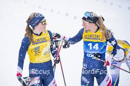 01.01.2021 Val Mustair, Switzerland (SUI): Rosie Brennan (USA), Jessie Diggins (USA), (l-r)  - FIS world cup cross-country, tour de ski, individual sprint, Val Mustair (SUI). www.nordicfocus.com. © Modica/NordicFocus. Every downloaded picture is fee-liable.