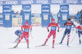 01.01.2021 Val Mustair, Switzerland (SUI): Kevin Bolger (USA), Gleb Retivykh (RUS), Evgeniy Belov (RUS), Simeon Hamilton (USA), (l-r)  - FIS world cup cross-country, tour de ski, individual sprint, Val Mustair (SUI). www.nordicfocus.com. © Modica/NordicFocus. Every downloaded picture is fee-liable.