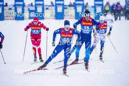 01.01.2021 Val Mustair, Switzerland (SUI): Davide Graz (ITA), Jovian Hediger (SUI), (l-r), Ivan Yakimushkin (RUS), (l-r)  - FIS world cup cross-country, tour de ski, individual sprint, Val Mustair (SUI). www.nordicfocus.com. © Modica/NordicFocus. Every downloaded picture is fee-liable.