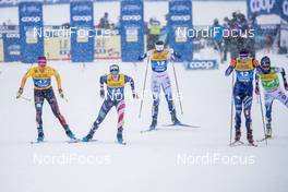 01.01.2021 Val Mustair, Switzerland (SUI): Sofie Krehl (GER), Jessie Diggins (USA), Moa Olsson (SWE), Greta Laurent (ITA), Frida Karlsson (SWE), (l-r)  - FIS world cup cross-country, tour de ski, individual sprint, Val Mustair (SUI). www.nordicfocus.com. © Modica/NordicFocus. Every downloaded picture is fee-liable.