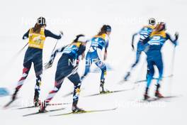01.01.2021 Val Mustair, Switzerland (SUI): Rosie Brennan (USA), Laurien Van Der Graaff (SUI), Moa Lundgren (SWE), Maja Dahlqvist (SWE), (l-r)  - FIS world cup cross-country, tour de ski, individual sprint, Val Mustair (SUI). www.nordicfocus.com. © Modica/NordicFocus. Every downloaded picture is fee-liable.