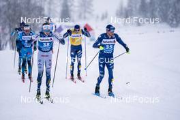 02.01.2021 Val Mustair, Switzerland (SUI): Willian Poromaa (SWE), Federico Pellegrino (ITA), Francesco De Fabiani (ITA) (l-r) - FIS world cup cross-country, tour de ski, mass men, Val Mustair (SUI). www.nordicfocus.com. © Vianney THIBAUT/NordicFocus. Every downloaded picture is fee-liable.