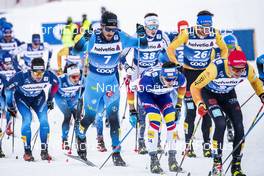 02.01.2021 Val Mustair, Switzerland (SUI): Valentin Chauvin (FRA), Jonas Dobler (GER), Florian Notz (GER) (l-r) - FIS world cup cross-country, tour de ski, mass men, Val Mustair (SUI). www.nordicfocus.com. © Modica/NordicFocus. Every downloaded picture is fee-liable.
