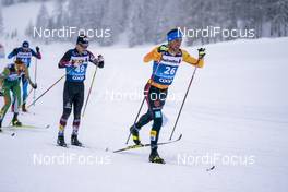 02.01.2021 Val Mustair, Switzerland (SUI): Mika Vermueulen (AUT), Jonas Dobler (GER) (l-r) - FIS world cup cross-country, tour de ski, mass men, Val Mustair (SUI). www.nordicfocus.com. © Vianney THIBAUT/NordicFocus. Every downloaded picture is fee-liable.