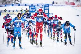 02.01.2021 Val Mustair, Switzerland (SUI): Richard Jouve (FRA), Gleb Retivykh (RUS), Alexey Chervotkin (RUS), Valentin Chauvin (FRA), Simeon Hamilton (USA), (l-r)  - FIS world cup cross-country, tour de ski, mass men, Val Mustair (SUI). www.nordicfocus.com. © Modica/NordicFocus. Every downloaded picture is fee-liable.