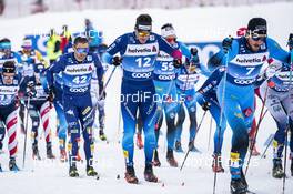 02.01.2021 Val Mustair, Switzerland (SUI): Mirco Bertolina (ITA), Jovian Hediger (SUI), Jules Lapierre (FRA), Valentin Chauvin (FRA), (l-r)  - FIS world cup cross-country, tour de ski, mass men, Val Mustair (SUI). www.nordicfocus.com. © Modica/NordicFocus. Every downloaded picture is fee-liable.