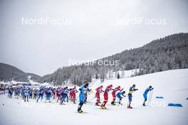 02.01.2021 Val Mustair, Switzerland (SUI): Federico Pellegrino (ITA), Richard Jouve (FRA), Lucas Chanavat (FRA), Gleb Retivykh (RUS), Alexander Bolshunov (RUS), Ivan Yakimushkin (RUS), (l-r)  - FIS world cup cross-country, tour de ski, mass men, Val Mustair (SUI). www.nordicfocus.com. © Modica/NordicFocus. Every downloaded picture is fee-liable.