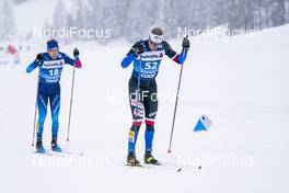 02.01.2021 Val Mustair, Switzerland (SUI): Erwan Kaeser (SUI), Petr Knop (CZE) (l-r) - FIS world cup cross-country, tour de ski, mass men, Val Mustair (SUI). www.nordicfocus.com. © Vianney THIBAUT/NordicFocus. Every downloaded picture is fee-liable.