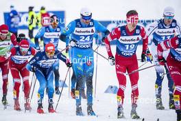 02.01.2021 Val Mustair, Switzerland (SUI): Jonas Baumann (SUI), Maurice Manificat (FRA), Denis Spitsov (RUS), (l-r)  - FIS world cup cross-country, tour de ski, mass men, Val Mustair (SUI). www.nordicfocus.com. © Modica/NordicFocus. Every downloaded picture is fee-liable.