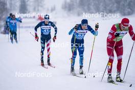 02.01.2021 Val Mustair, Switzerland (SUI): Gus Schumacher (USA), Juho Mikkonen (FIN) (l-r) - FIS world cup cross-country, tour de ski, mass men, Val Mustair (SUI). www.nordicfocus.com. © Vianney THIBAUT/NordicFocus. Every downloaded picture is fee-liable.