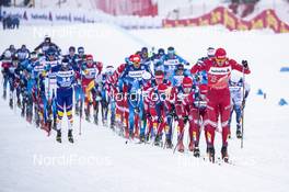 02.01.2021 Val Mustair, Switzerland (SUI): Alexander Bolshunov (RUS) leading the race - FIS world cup cross-country, tour de ski, mass men, Val Mustair (SUI). www.nordicfocus.com. © Modica/NordicFocus. Every downloaded picture is fee-liable.