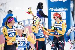 03.01.2021 Val Mustair, Switzerland (SUI): Sofie Krehl (GER), Pia Fink (GER), Antonia Fraebel (GER), Laura Gimmler (GER), (l-r)  - FIS world cup cross-country, tour de ski, pursuit women, Val Mustair (SUI). www.nordicfocus.com. © Modica/NordicFocus. Every downloaded picture is fee-liable.
