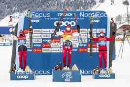 05.01.2021, Toblach, Italy (ITA): Denis Spitsov (RUS), Alexander Bolshunov (RUS), Ivan Yakimushkin (RUS), (l-r)  - FIS world cup cross-country, tour de ski, 15km men, Toblach (ITA). www.nordicfocus.com. © Modica/NordicFocus. Every downloaded picture is fee-liable.