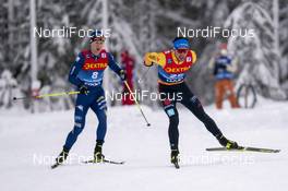 05.01.2021, Toblach, Italy (ITA): Davide Graz (ITA), Jonas Dobler (GER), (l-r) - FIS world cup cross-country, tour de ski, 15km men, Toblach (ITA). www.nordicfocus.com. © Vianney THIBAUT/NordicFocus. Every downloaded picture is fee-liable.