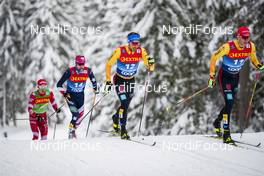 06.01.2021, Toblach, Italy (ITA): Gus Schumacher (USA), Jonas Dobler (GER), Florian Notz (GER), (l-r)  - FIS world cup cross-country, tour de ski, pursuit men, Toblach (ITA). www.nordicfocus.com. © Modica/NordicFocus. Every downloaded picture is fee-liable.
