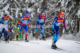 06.01.2021, Toblach, Italy (ITA): Jonas Baumann (SUI), Roman Furger (SUI), Snorri Eythor Einarsson (ISL), (l-r)  - FIS world cup cross-country, tour de ski, pursuit men, Toblach (ITA). www.nordicfocus.com. © Modica/NordicFocus. Every downloaded picture is fee-liable.