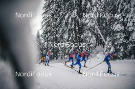 06.01.2021, Toblach, Italy (ITA): Dario Cologna (SUI), Federico Pellegrino (ITA), Francesco De Fabiani (ITA), (l-r)  - FIS world cup cross-country, tour de ski, pursuit men, Toblach (ITA). www.nordicfocus.com. © Modica/NordicFocus. Every downloaded picture is fee-liable.