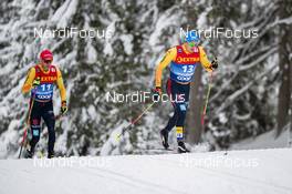 06.01.2021, Toblach, Italy (ITA): Florian Notz (GER), Lucas Boegl (GER), (l-r)  - FIS world cup cross-country, tour de ski, pursuit men, Toblach (ITA). www.nordicfocus.com. © Modica/NordicFocus. Every downloaded picture is fee-liable.