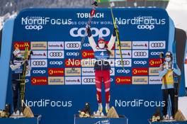 06.01.2021, Toblach, Italy (ITA): Ebba Andersson (SWE), Yulia Stupak (RUS), Jessie Diggins (USA), (l-r) - FIS world cup cross-country, tour de ski, pursuit women, Toblach (ITA). www.nordicfocus.com. © Vianney THIBAUT/NordicFocus. Every downloaded picture is fee-liable.