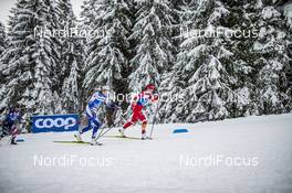 06.01.2021, Toblach, Italy (ITA): Ebba Andersson (SWE), Yulia Stupak (RUS), (l-r)  - FIS world cup cross-country, tour de ski, pursuit women, Toblach (ITA). www.nordicfocus.com. © Modica/NordicFocus. Every downloaded picture is fee-liable.