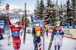 10.01.2021, Val di Fiemme, Italy (ITA): Yulia Stupak (RUS), Jessie Diggins (USA), Ebba Andersson (SWE), (l-r)  - FIS world cup cross-country, tour de ski, final climb women, Val di Fiemme (ITA). www.nordicfocus.com. © Modica/NordicFocus. Every downloaded picture is fee-liable.