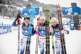 09.01.2021, Val di Fiemme, Italy (ITA): Maja Dahlqvist (SWE), Linn Svahn (SWE), Emma Ribom (SWE), (l-r)  - FIS world cup cross-country, tour de ski, individual sprint, Val di Fiemme (ITA). www.nordicfocus.com. © Modica/NordicFocus. Every downloaded picture is fee-liable.
