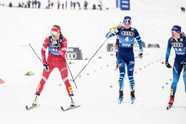 09.01.2021, Val di Fiemme, Italy (ITA): Yulia Stupak (RUS), Johanna Matintalo (FIN), Nadine Faehndrich (SUI), (l-r)  - FIS world cup cross-country, tour de ski, individual sprint, Val di Fiemme (ITA). www.nordicfocus.com. © Modica/NordicFocus. Every downloaded picture is fee-liable.
