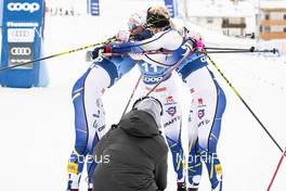 09.01.2021, Val di Fiemme, Italy (ITA): Emma Ribom (SWE), Maja Dahlqvist (SWE), Linn Svahn (SWE), (l-r)  - FIS world cup cross-country, tour de ski, individual sprint, Val di Fiemme (ITA). www.nordicfocus.com. © Modica/NordicFocus. Every downloaded picture is fee-liable.