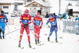 09.01.2021, Val di Fiemme, Italy (ITA): Alexander Terentev (RUS), Andrey Melnichenko (RUS), Markus Vuorela (FIN), (l-r)  - FIS world cup cross-country, tour de ski, individual sprint, Val di Fiemme (ITA). www.nordicfocus.com. © Modica/NordicFocus. Every downloaded picture is fee-liable.